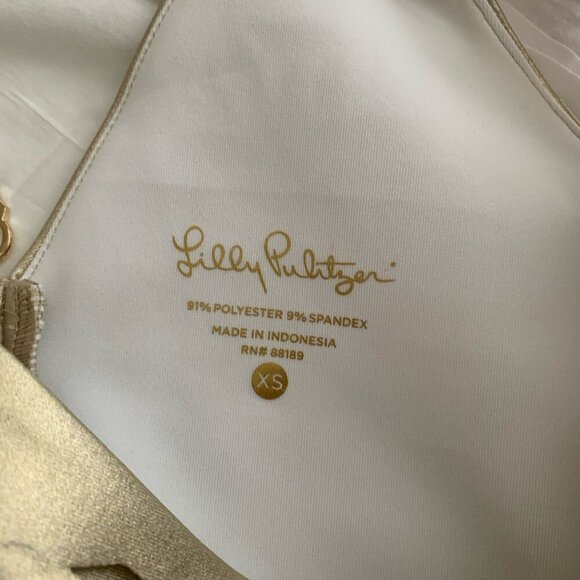 Lilly Pulitzer Mango Gold Metallic Daisy Laser Cut XS Sleeveless Party - Picture 11 of 11